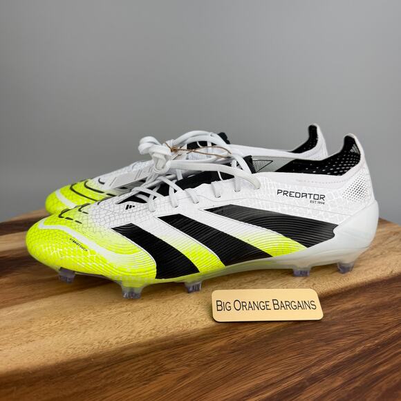 Adidas Predator Elite FG Soccer Cleats Men\'s Size 10.5 White Lucid Lemon JI1082 main image 8